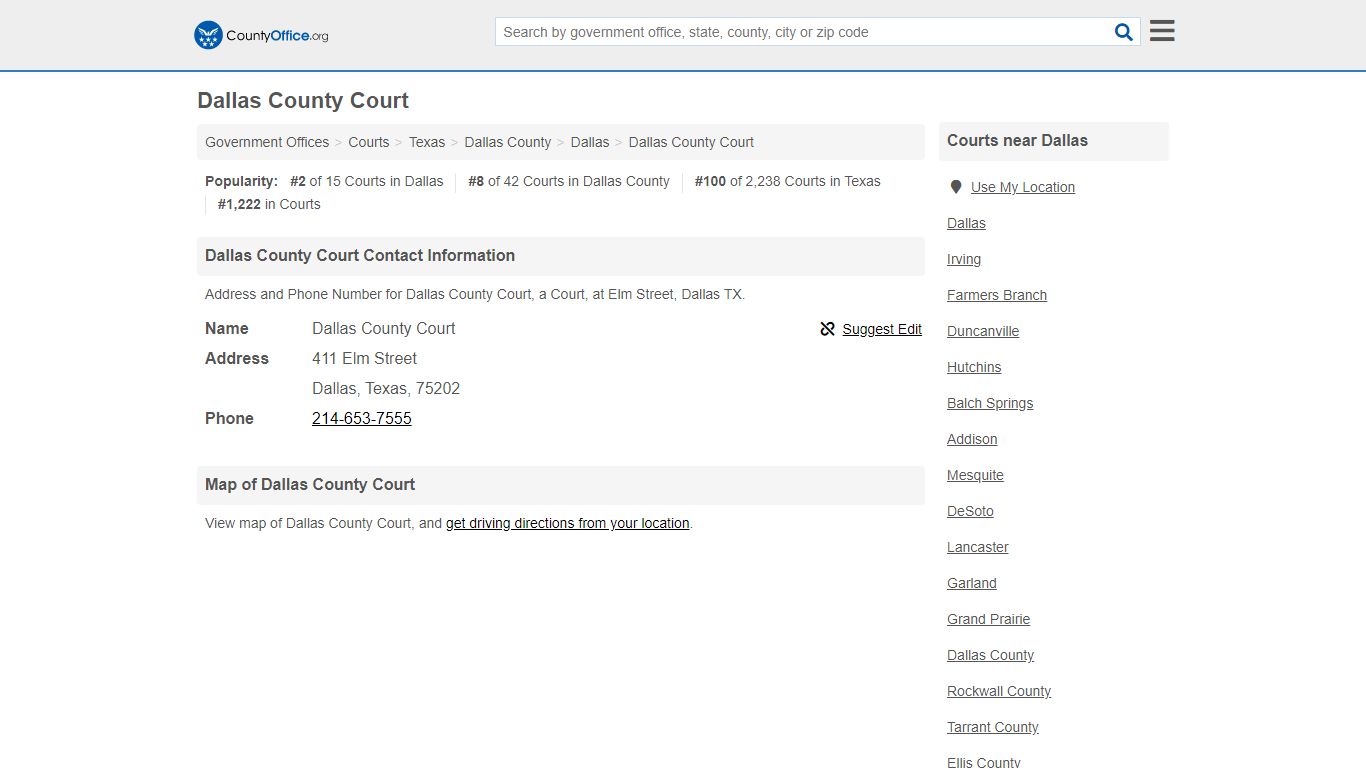 Dallas County Court - Dallas, TX (Address and Phone)